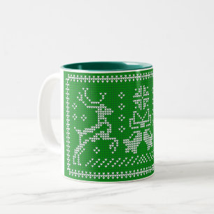 Caneca De Café Em Dois Tons Sinos de jingle, de suéter feio