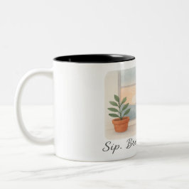 Caneca De Café Em Dois Tons "Sip. Breathe. Begin." 
