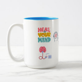 CANECA DE CAFÉ EM DOIS TONS SIP OF PEACE, HEAL YOUR MIND 15OZ CERAMIC MUG