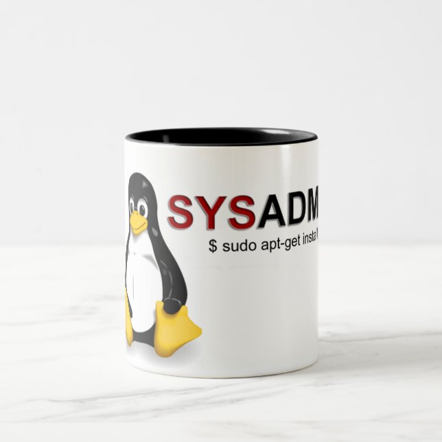 Caneca De Café Em Dois Tons Sistema Admin de Linux (Centro)