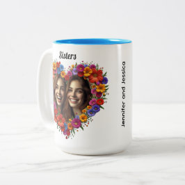 Caneca De Café Em Dois Tons Sisterly Love In Bloom with Names
