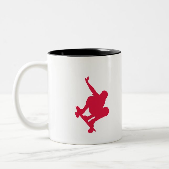 Caneca De Café Em Dois Tons Skate do vermelho carmesim (Esquerda)