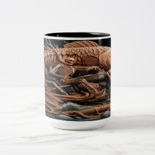 Caneca De Café Em Dois Tons skeleton cavalgou sua bicicleta de helicóptero par