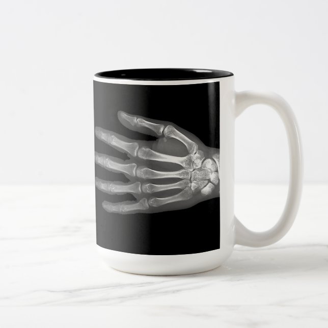 Caneca De Café Em Dois Tons Skeleton Hand X-Ray (Direita)