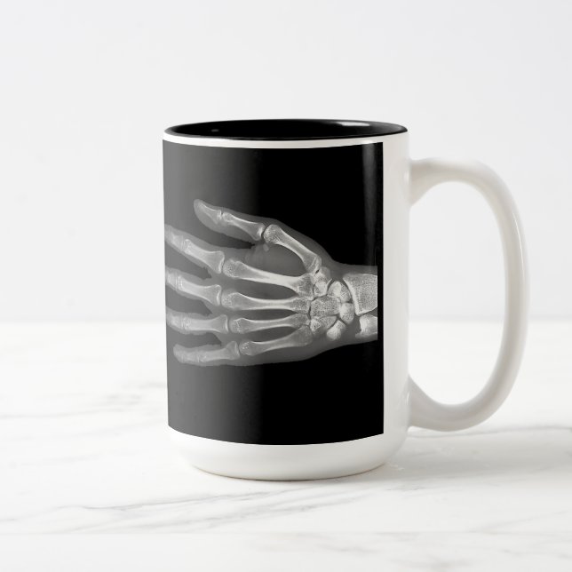 Caneca De Café Em Dois Tons Skeleton Hand X-Ray Mug (Direita)