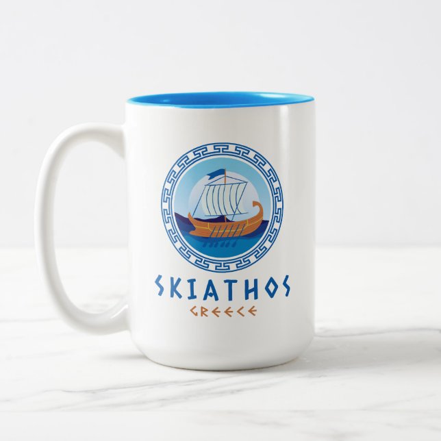 Caneca De Café Em Dois Tons Skiathos, Grécia de navio grego (Esquerda)