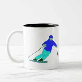 Caneca De Café Em Dois Tons Skier Snow Skiing