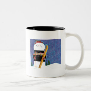 Caneca De Café Em Dois Tons Skis para Snowman