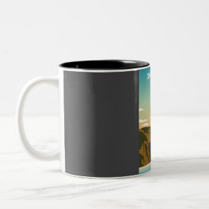 Caneca De Café Em Dois Tons SkogafosIslândia Retro Waterfall National Park