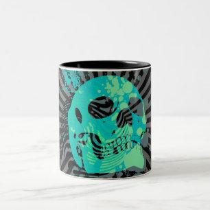 Caneca De Café Em Dois Tons Skullz, com bolhas.