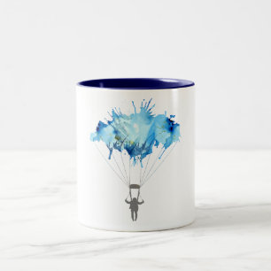 Caneca De Café Em Dois Tons Skydiver, pára-quedas. Esporte de Skydiving. Salt