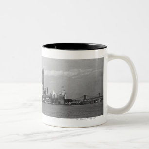 Caneca De Café Em Dois Tons Skyline B&W de Manhattan da Nova Iorque dos EUA