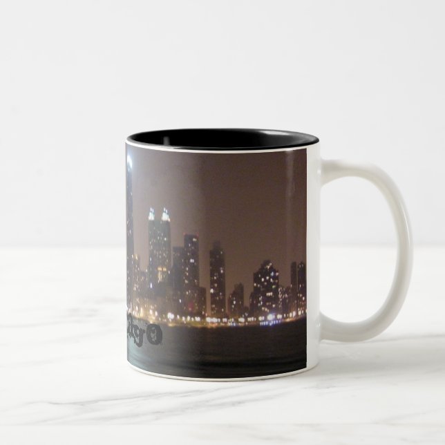 Caneca De Café Em Dois Tons Skyline de Chicago (Direita)