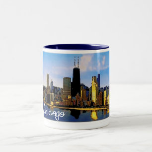 Caneca De Café Em Dois Tons Skyline de Chicago