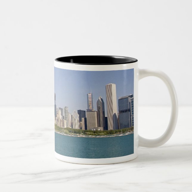 Caneca De Café Em Dois Tons Skyline de Chicago, Illinois, EUA. (Direita)