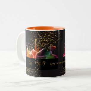 Caneca De Café Em Dois Tons Skyline de Las Vegas em cores psicadélicos
