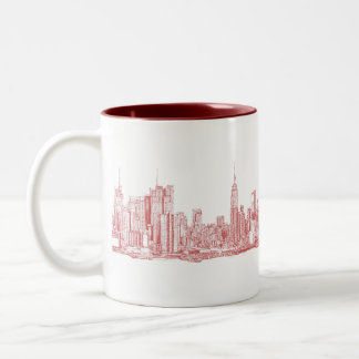 Caneca De Café Em Dois Tons Skyline de New York rosa vermelha