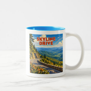 Caneca De Café Em Dois Tons Skyline Drive Shenandoah Virgínia Arco-íris