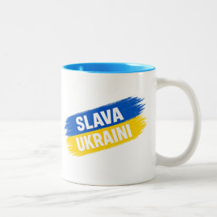 Caneca De Café Em Dois Tons Slava Ukraini, Glória à Ucrânia Café de Duas Core