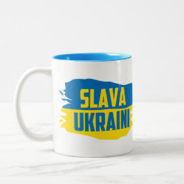 Caneca De Café Em Dois Tons Slava Ukraini, Glória à Ucrânia  Café de Duas Core
