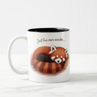 Caneca De Café Em Dois Tons Sleepy Red fox Mug, 'Five More Minutes' Cup"