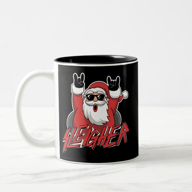 Caneca De Café Em Dois Tons Sleigher Santa Claus Metal Christmas Funny Hail  (Esquerda)