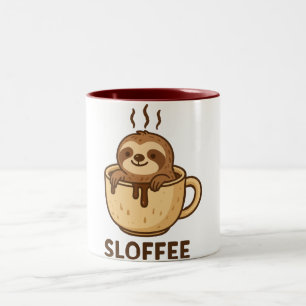 Caneca De Café Em Dois Tons SLOFFEE — Café Preguiçoso Fofo Preguiça Engraçad