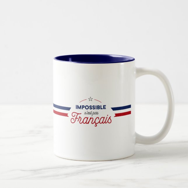 Caneca De Café Em Dois Tons "Slogan francês de Français o mais n'est (Direita)