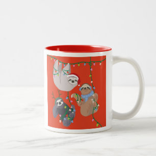 Caneca De Café Em Dois Tons Sloth Christmas