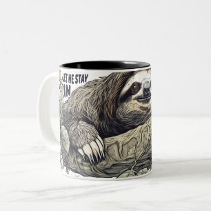 Caneca De Café Em Dois Tons Sloth, deixe-me ficar na cama.