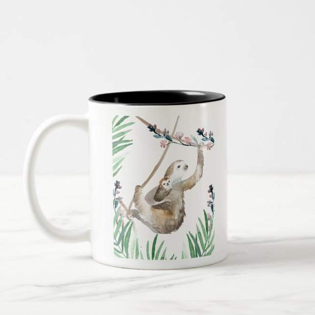 Caneca De Café Em Dois Tons Sloth Momma (Esquerda)