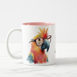 Caneca De Café Em Dois Tons Smarty Parrot – Cool Bird with Glasses