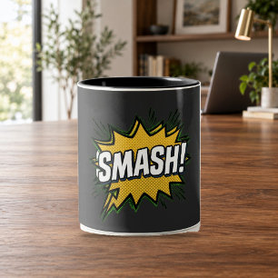 Caneca De Café Em Dois Tons SMASH! Caneca de Arte Pop em Quadrinhos