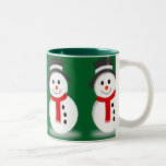 Caneca De Café Em Dois Tons Smiling Snowman Christmas<br><div class="desc">Sorrindo e fofo, este boneco de neve circula esta caneca de café. Uma caneca colorida e de dois tons ajudará a iluminar suas manhãs de inverno, seja bebendo chá, café, chocolate quente ou dando como presente! Este design também está disponível como autocolante, saco de presentes, cartão postal ou papel de...</div>