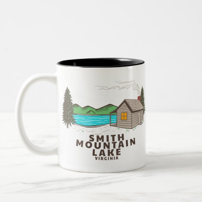 Caneca De Café Em Dois Tons Smith Mountain Lake Cabin (Esquerda)