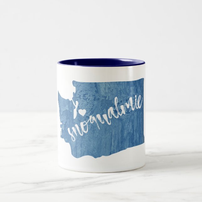 Caneca De Café Em Dois Tons Snoqualmie Washington Wood Grain (Centro)
