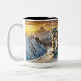Caneca De Café Em Dois Tons Snow Leopards Shredding Design por Rich AMeN Gill