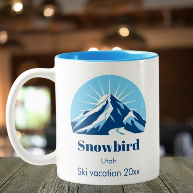 Caneca De Café Em Dois Tons Snowbird Utah USA ski souvenir café (Criador carregado)