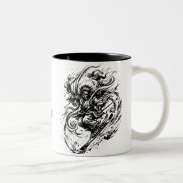Caneca De Café Em Dois Tons Snowboard Brush Art - Snowboarder Fujin God