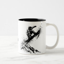 Caneca De Café Em Dois Tons Snowboard Brush Art - Snowboarder Grab Jump