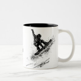 Caneca De Café Em Dois Tons Snowboard Brush Art - Snowboarder Jump