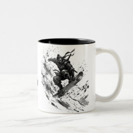Caneca De Café Em Dois Tons Snowboard Brush Art - Snowboarder Ninja