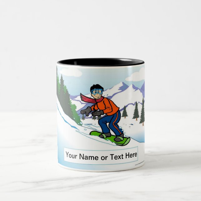 Caneca De Café Em Dois Tons Snowboard Personalizado - Cartoon Masculino (Centro)