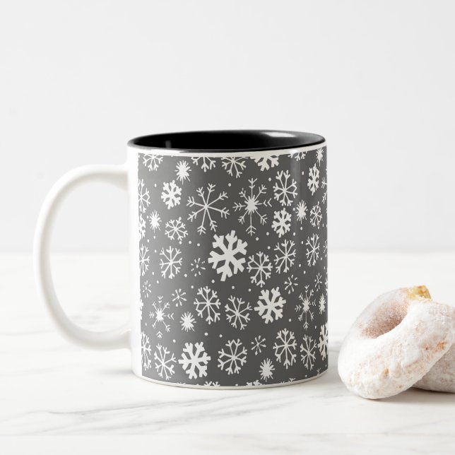 Caneca De Café Em Dois Tons Snowflake Blizzard Com Cinza De Prata (Com Donut)