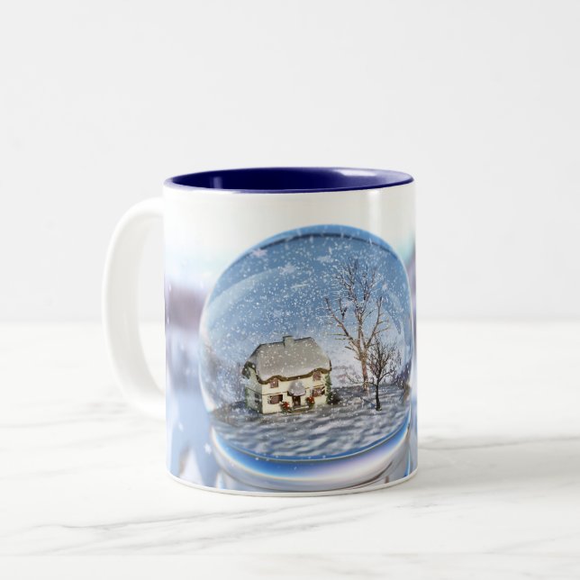 Caneca De Café Em Dois Tons Snowflake Globe Mug (Frente Esquerda)