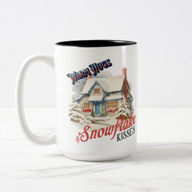 Caneca De Café Em Dois Tons SnowFlake Kisses caneca de dois tons (Esquerda)