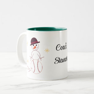 Caneca De Café Em Dois Tons Snowman Baseball Coach Personaliza Coffee Mug