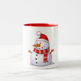 Caneca De Café Em Dois Tons Snowman Com Chapéu E Scarf
