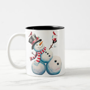 Caneca De Café Em Dois Tons Snowman Com Vinho De Natal Engraçado Presente De N