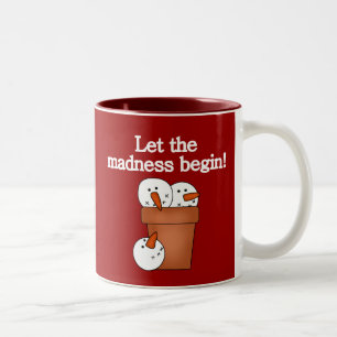 Caneca De Café Em Dois Tons Snowman Holiday Madness T-shirts e presentes